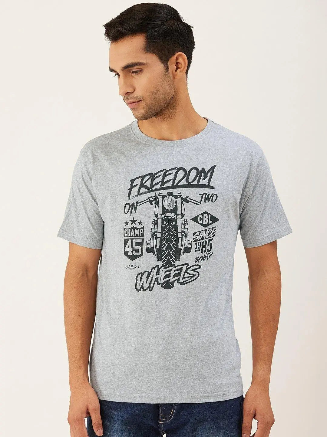 Freedom Wheels Grey T-Shirt - The Chambal