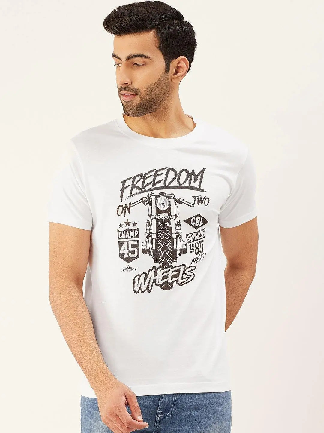 Freedom Wheels White T-Shirt - The Chambal