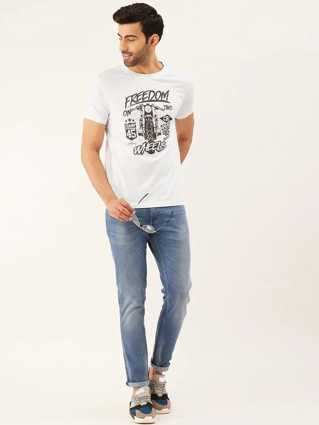 Freedom Wheels White T-Shirt - The Chambal