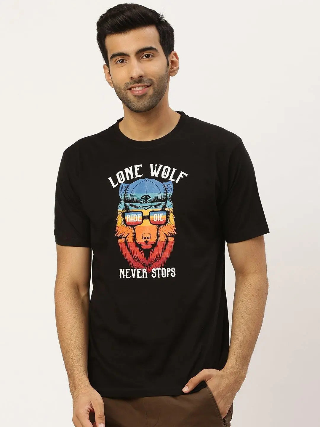 Lone Wolf Black T-Shirt - The Chambal