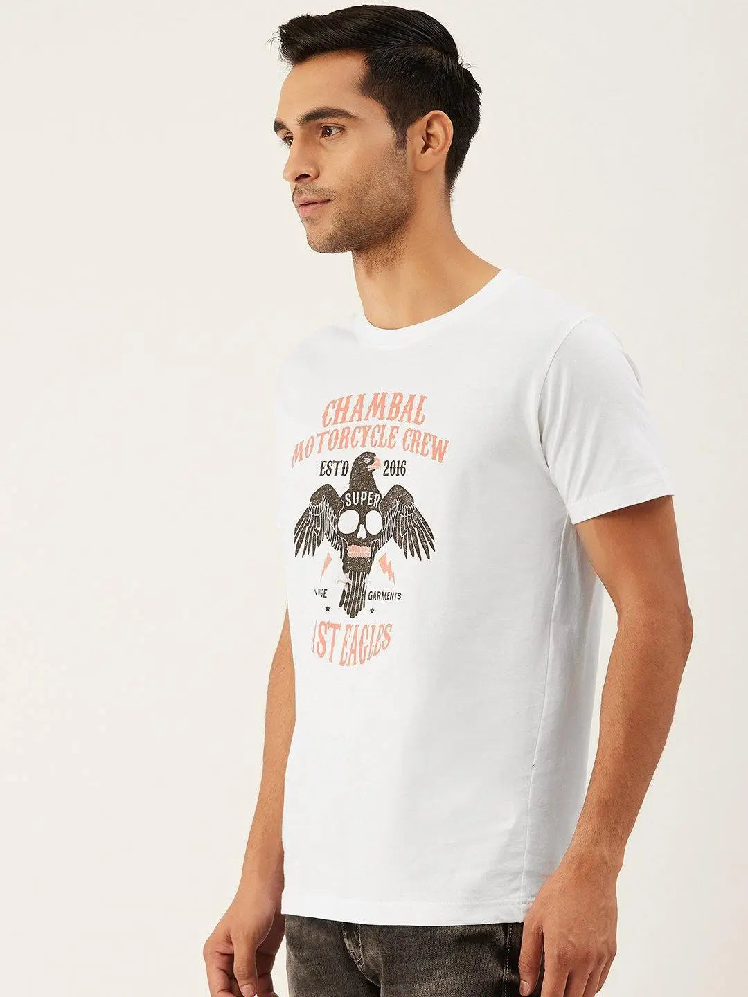 Moto Crew White T-Shirt - The Chambal