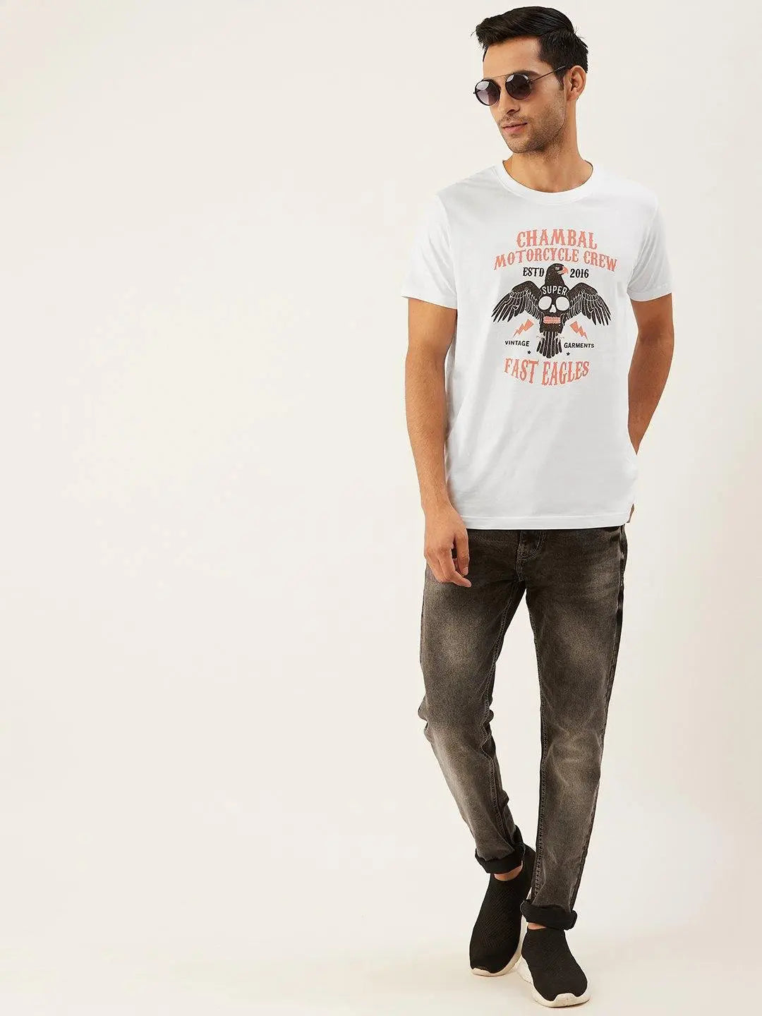 Moto Crew White T-Shirt - The Chambal