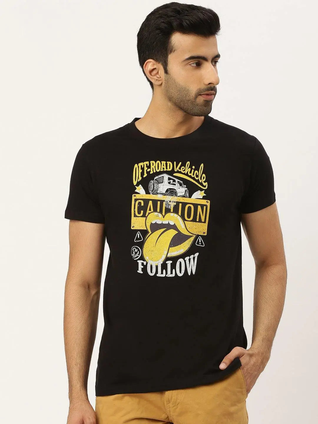 Offroad Caution White T-Shirt - The Chambal