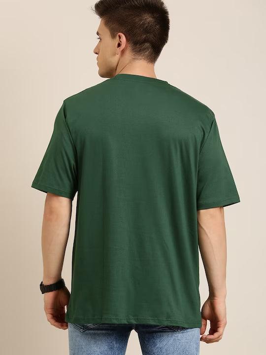 Bottle green Oversize Cotton T-Shirt by The Chambal - The Chambal