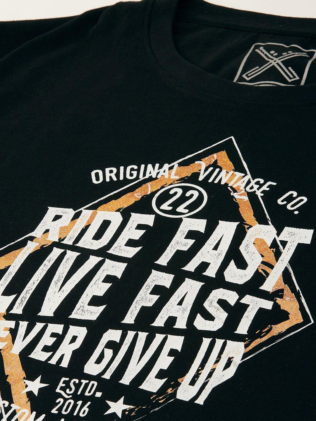 Ride Fast Black T-Shirt - The Chambal